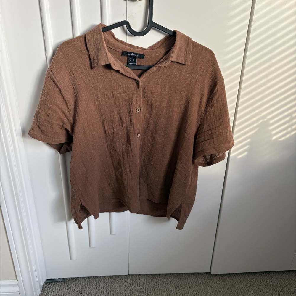 Ambiance Brown Button Down Shirt